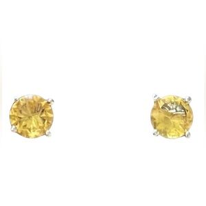 Elegant Silver tone Pierced Yellow Stud Earrings
